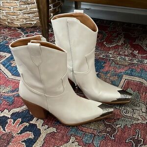 White Western Ankle Boots
